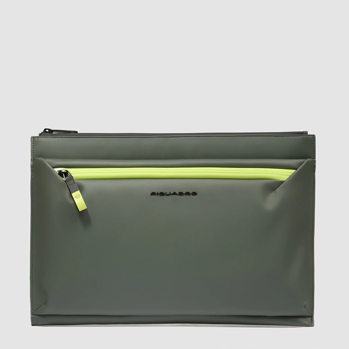 Piquadro Pochette porta iPad® in tessuto gommato resistente all'acqua con tasca per AirPods®