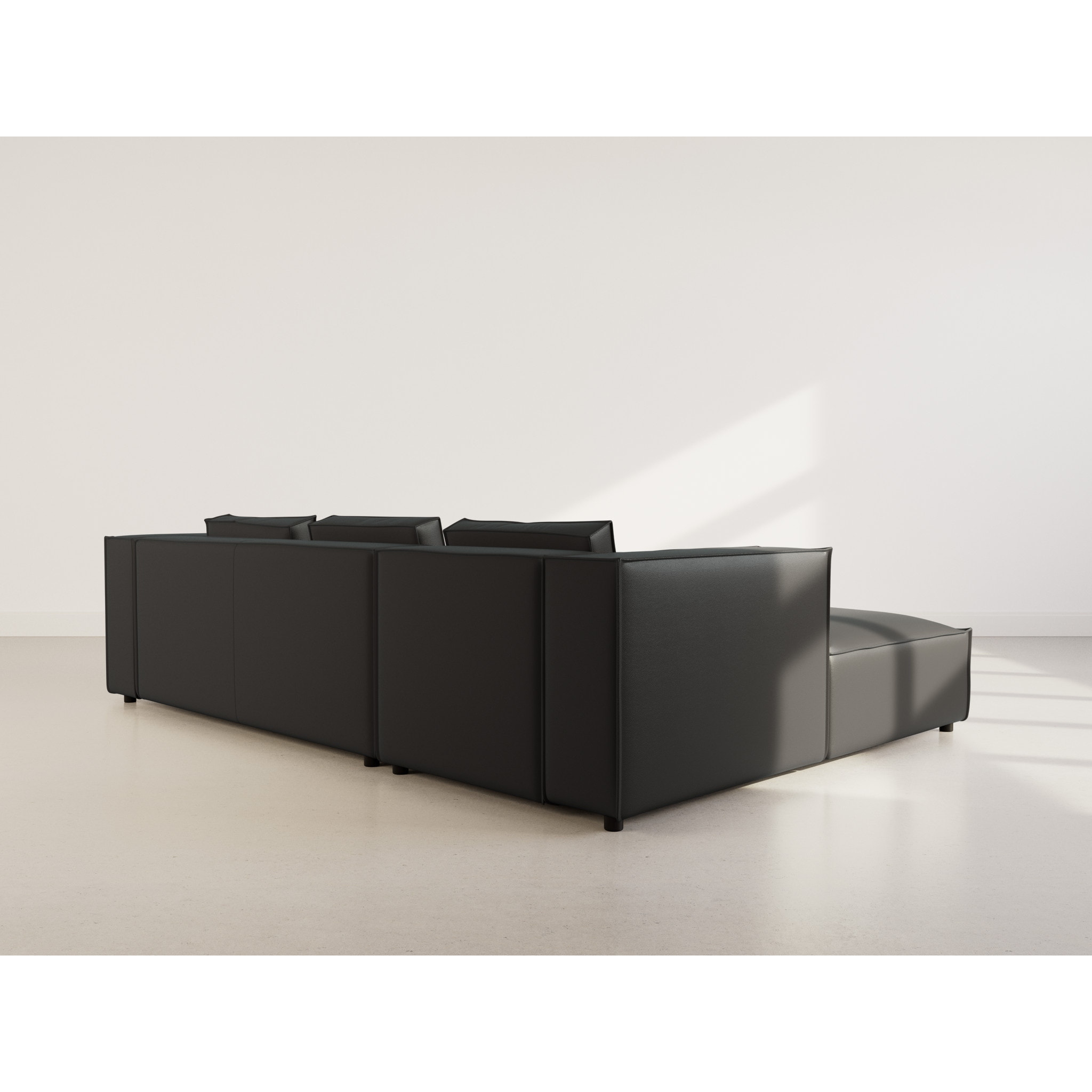 Stella - canapé d'angle gauche 4 places en simili - Noir