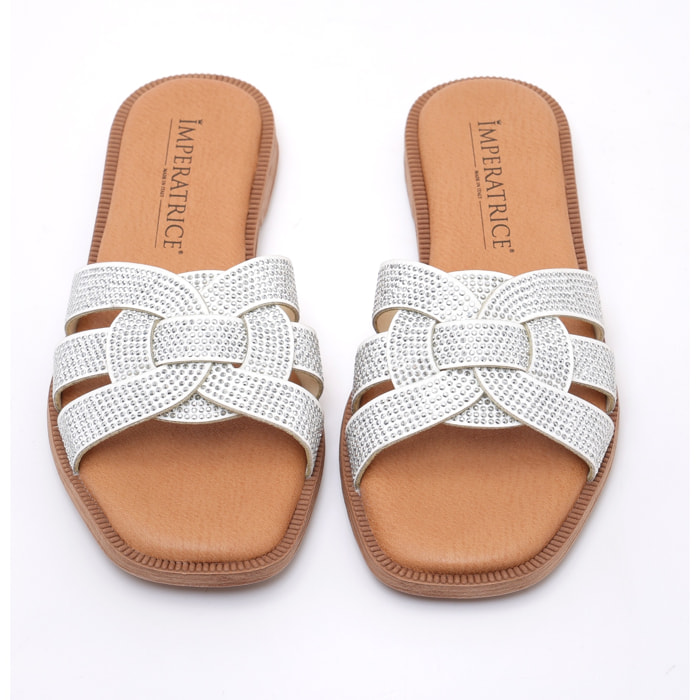 Ciabatte con strass in simil pelle con sottopiede comodissimo in memory
