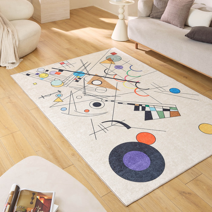 STAMPA - Tapis lavable à motif artistique - Beige