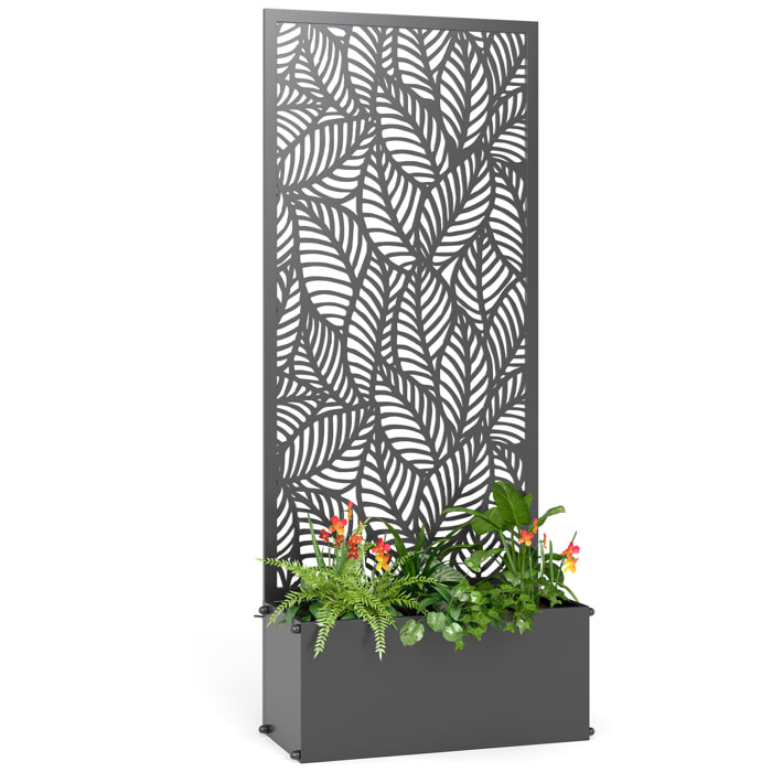 Jardinière avec treillis haut design végétal - jardinière métal époxy noir
