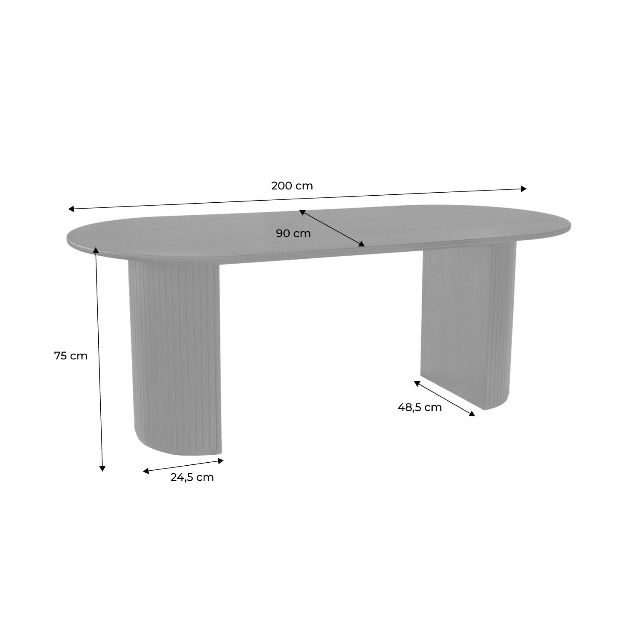 Table à manger oblongue bois d'hévéa et placage chêne 6-8 places ESTEBAN