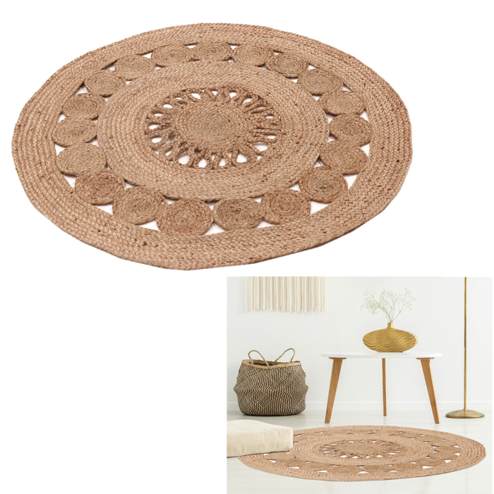 Tapis Rond Jute Ajoure 90cm