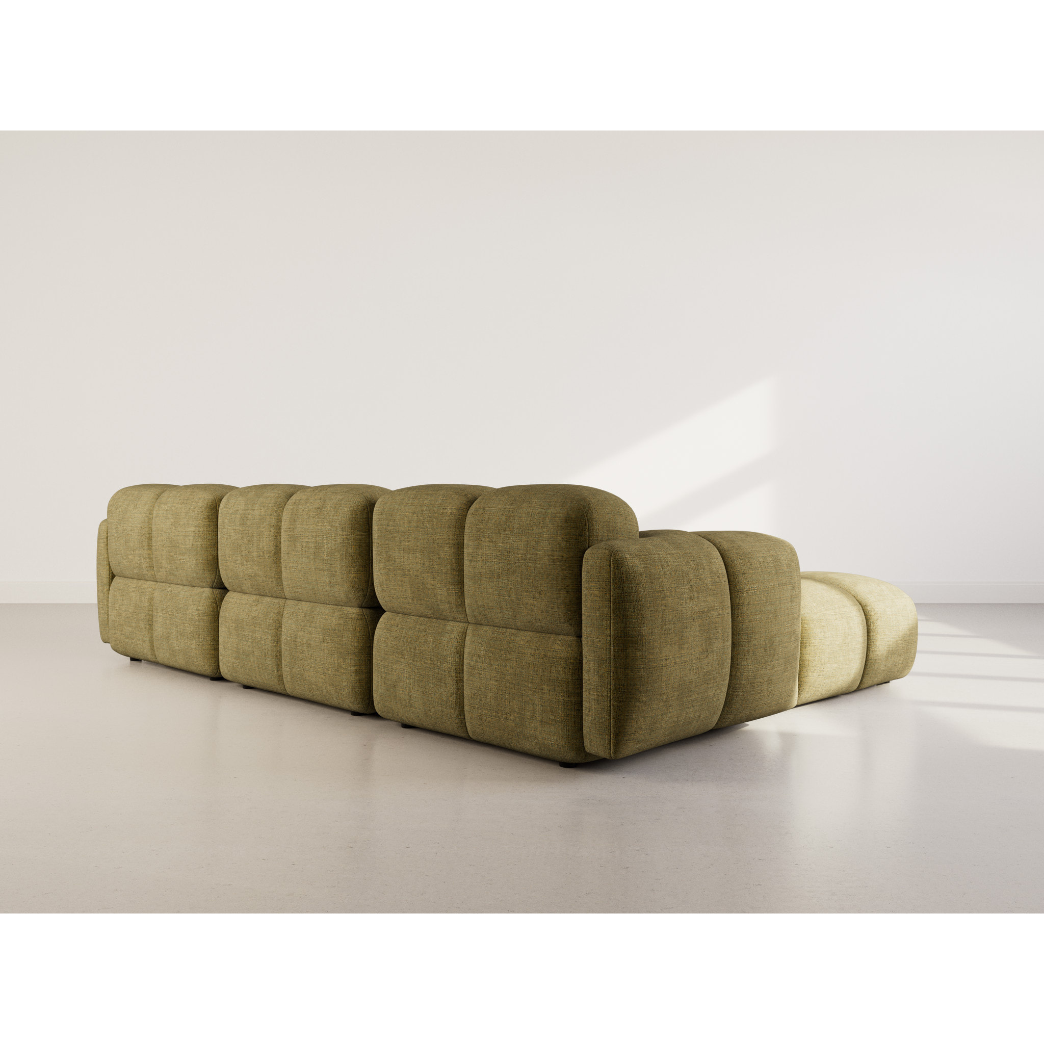 Grace - canapé modulable d'angle réversible 4 places en velours texturé - Vert Olive