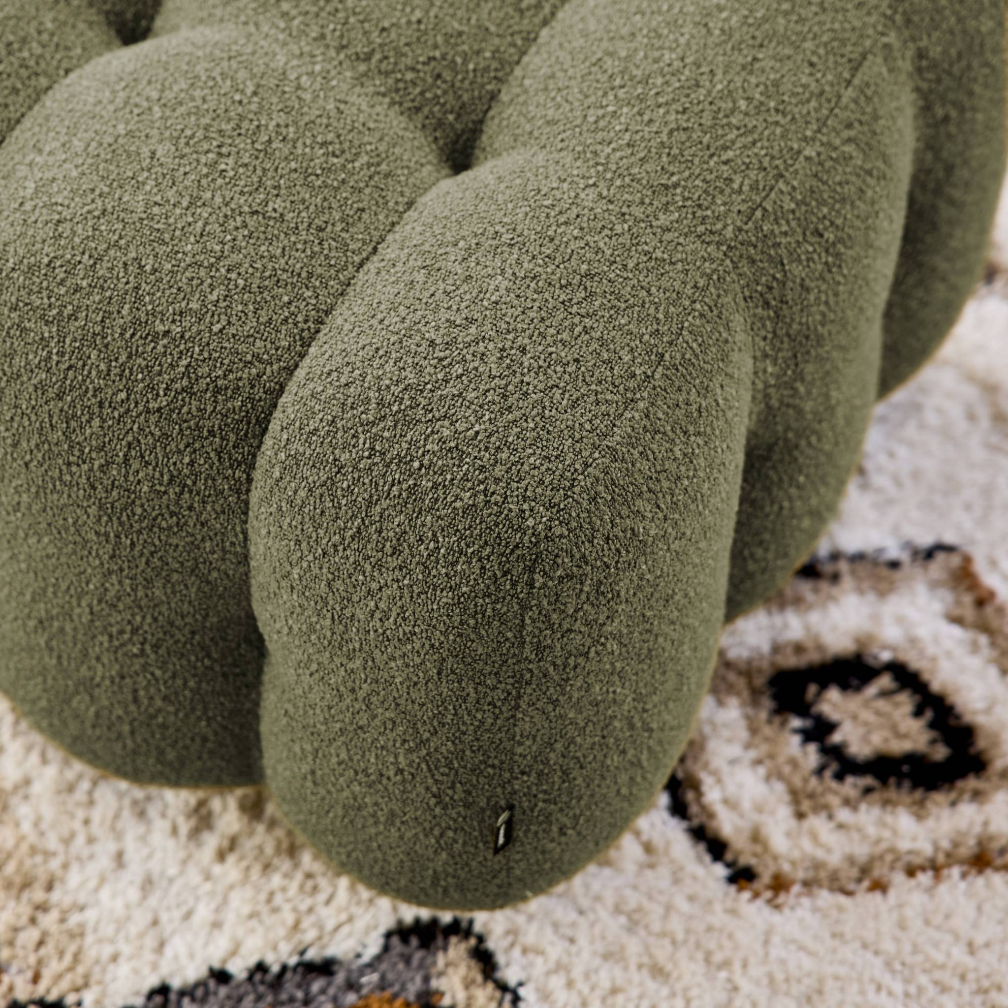 Pouf. module pour canapé. repose-pieds pour canapé 2 places en bouclette texturée kaki L 69 x P 59 x H 48cm - Leon