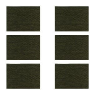 Lot de 6 sets de table en plastique effet cuir tressé vert 43x30cm ICA