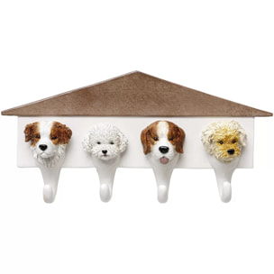 Portemanteau mural chiens blanc 37cm Kare Design