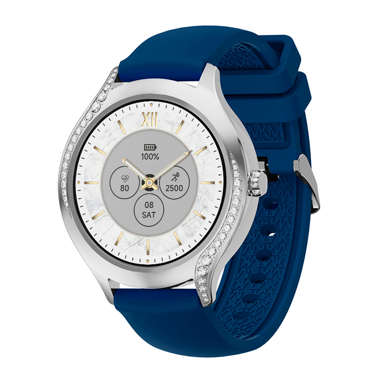 DAM Smartwatch T214 compacto y elegante. Llamadas BT, notificaciones push. Monitor de salud, ciclos femeninos. Modos deportivos. 4,1x1,1x4 Cm. Color: Azul