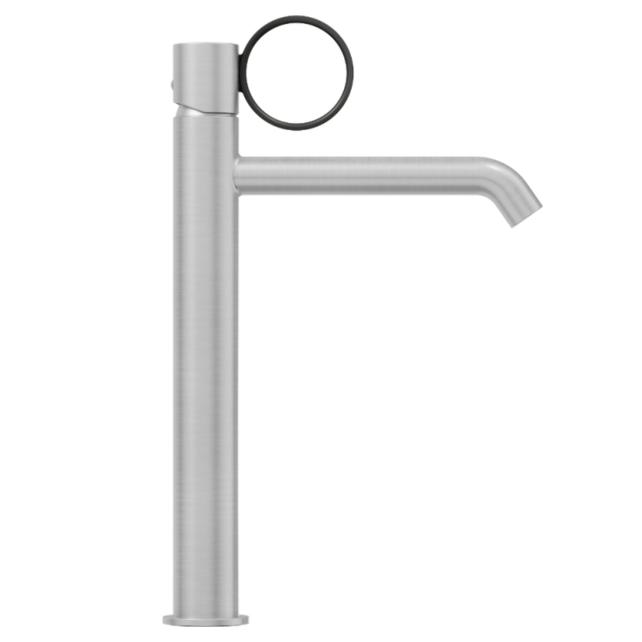 Mitigeur lavabo haut Vivienne chromé brossé avec bague noire mate
