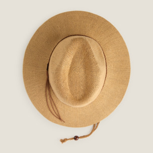 Sombrero ala ancha tira cuero Blixo color marron Papel