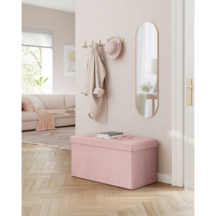 Panca contenitore pieghevole in velluto rosa pastello