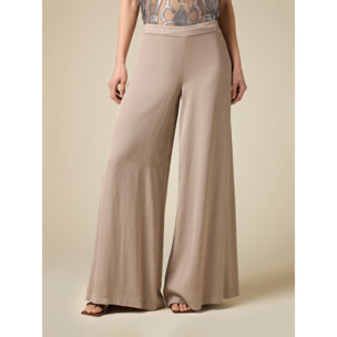 Oltre - Pantalones wide leg de tejido vaporoso - Gris