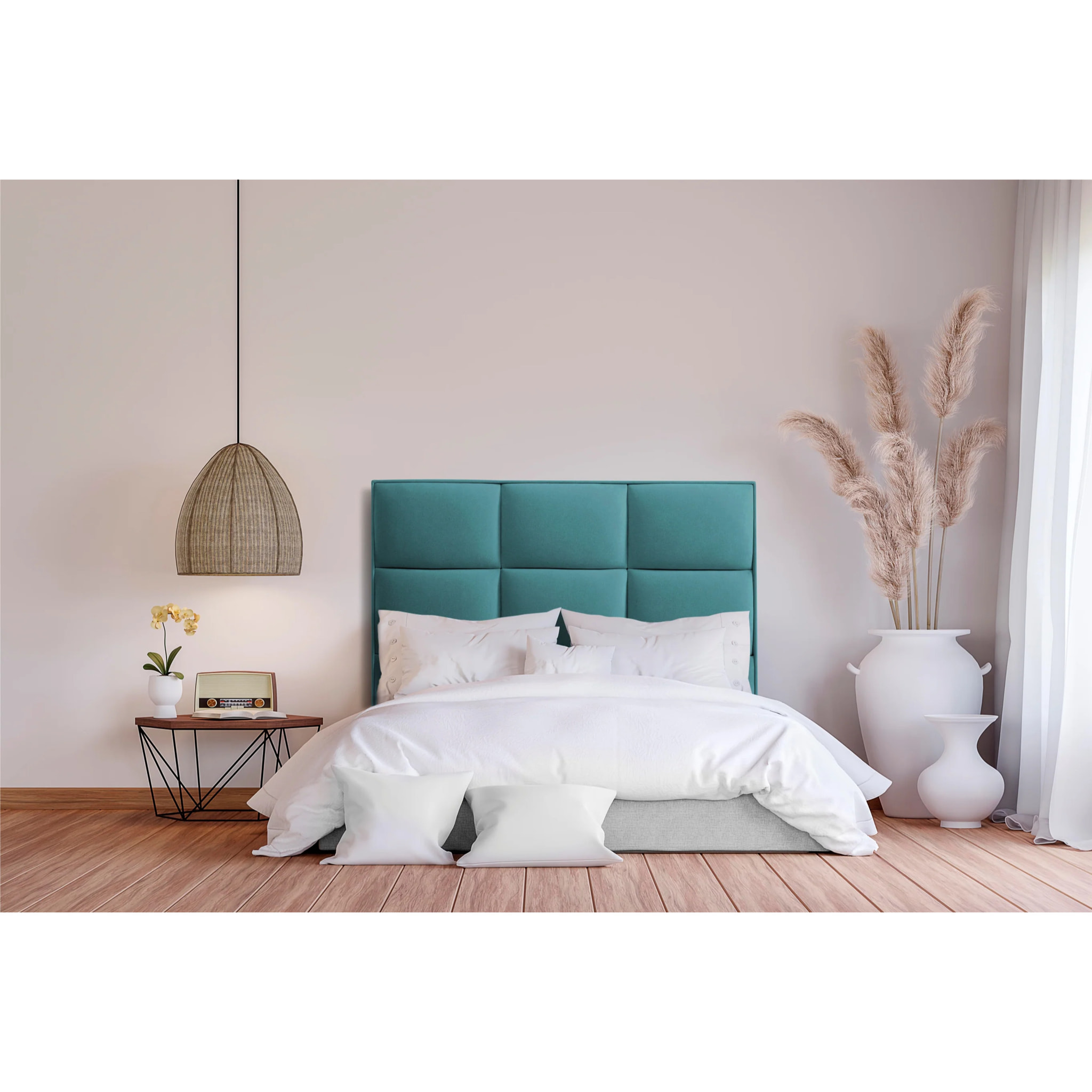 Cabecero de madera tapizado en tela para cama de 105 115x132