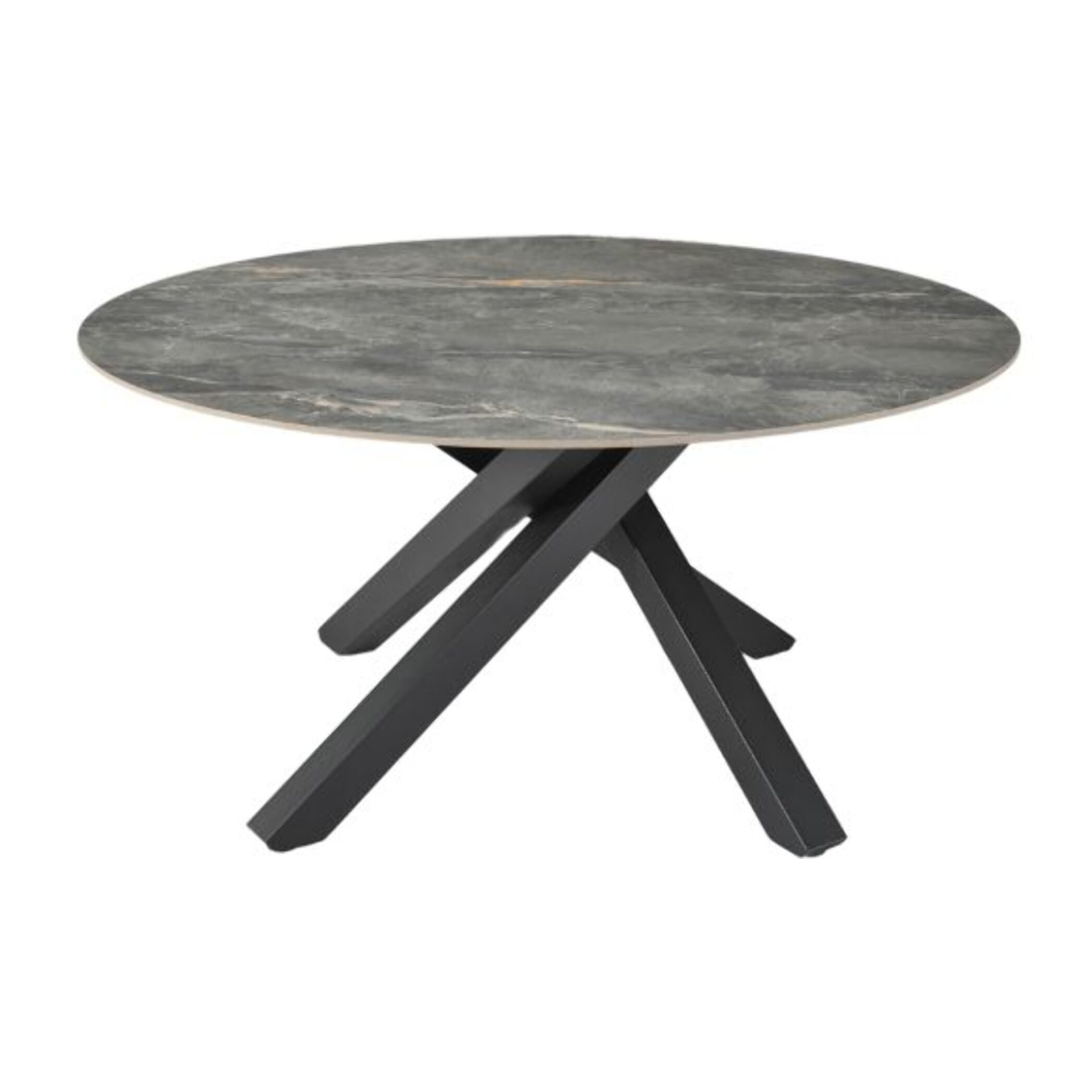 Table de repas D. 150 cm en céramique gris marbré cuivré - MARIA