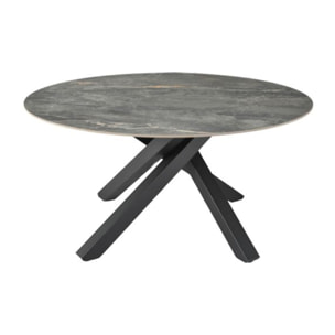 Table de repas D. 150 cm en céramique gris marbré cuivré - MARIA