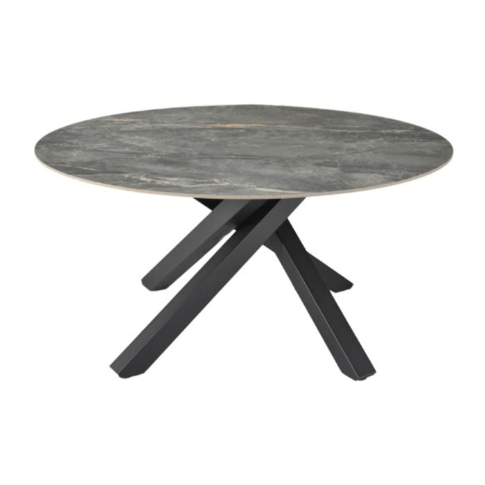 Table de repas D. 150 cm en céramique gris marbré cuivré - MARIA