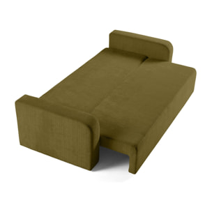 Miro - canapé droit 3 places - convertible avec coffre - en velours texturé - Vert Olive