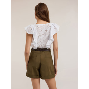 Motivi - Blusa in sangallo con volant - Bianco