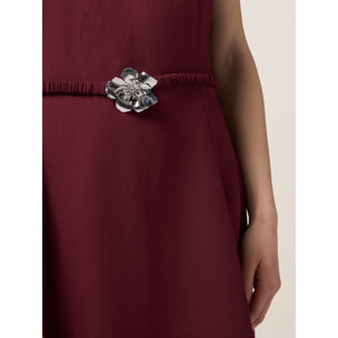 Oltre - Vestito misto lino con tintura gioiello - Bordeaux