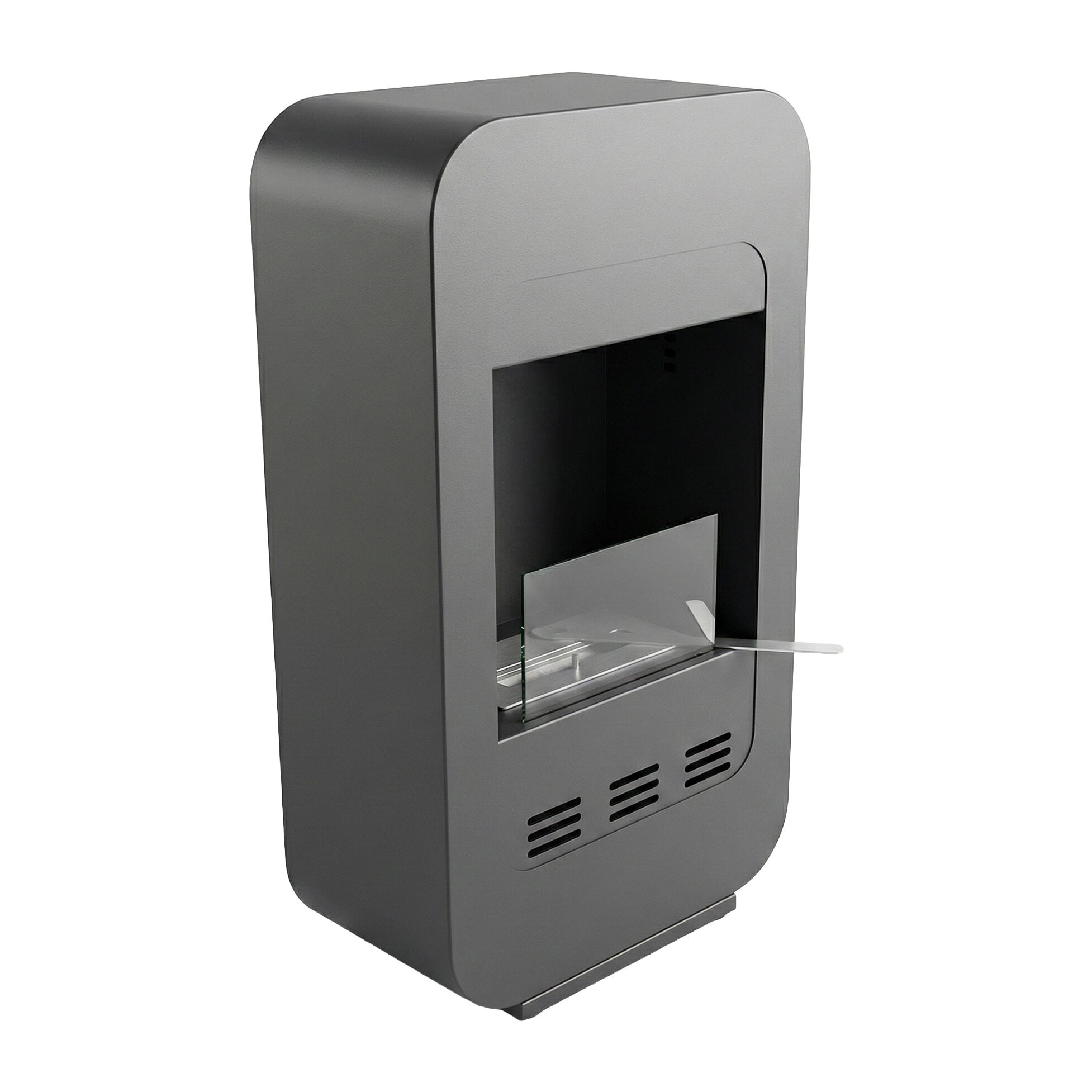 Livia - Camino a Bioetanolo da Pavimento 46x80x25 cm con Bruciatore 1,5 Litri Nero