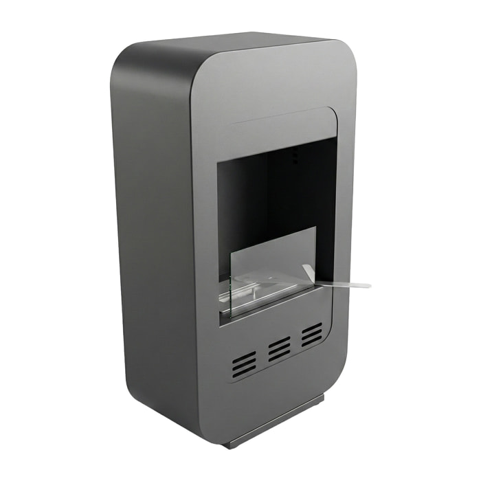 Livia - Camino a Bioetanolo da Pavimento 46x80x25 cm con Bruciatore 1,5 Litri Nero