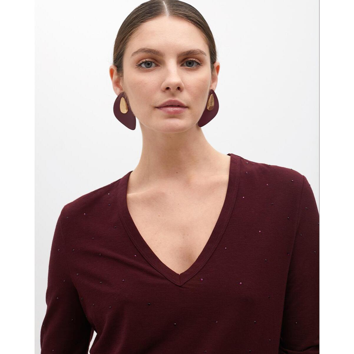 Maglia a V con Strass