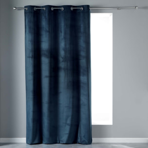 Rideau tamisant en velours ras - Bleu Marine