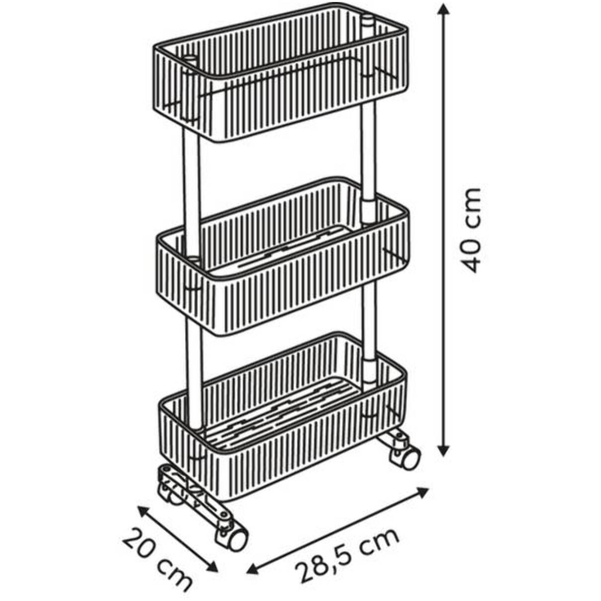 Desserte 3 niveaux H28.5cm