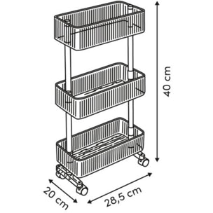 Desserte 3 niveaux H28.5cm