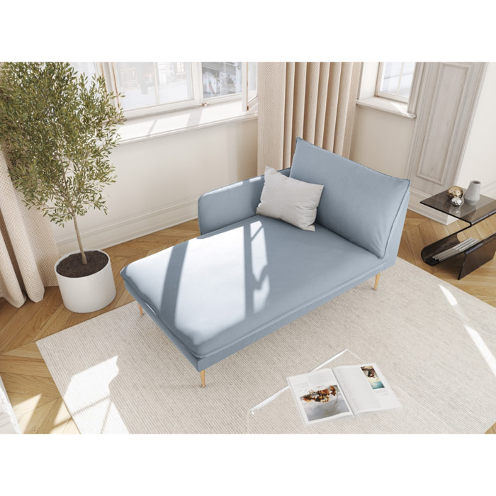 Méridienne gauche "Vienna" en velours bleu clair