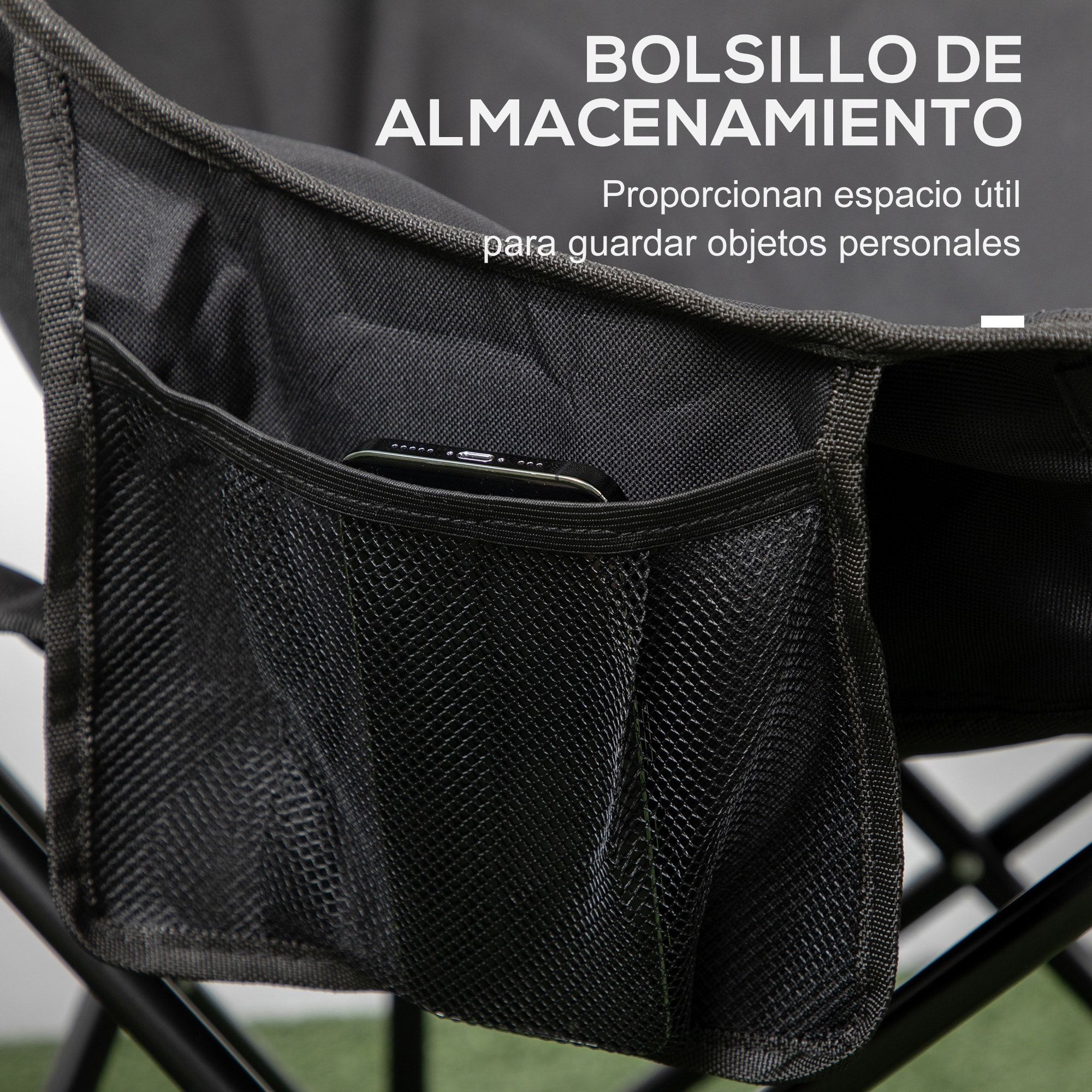 Silla de Camping Plegable Silla de Pesca Portátil con Bolsa de Transporte y Marco de Acero Carga 110 kg para Patio Campamento Picnic Senderismo Negro