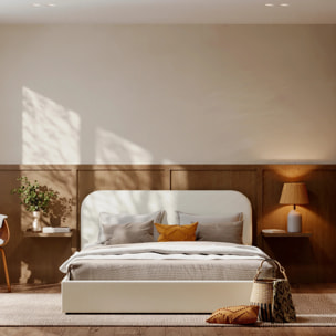 Lit double avec coffre 160x200 cm en tissu gris/beige - Tilly