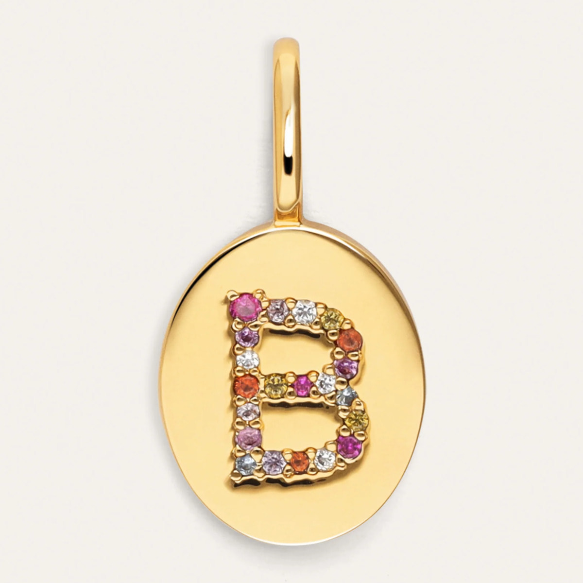 Charm Personalizado Signet Letter Colors Placcato Oro
