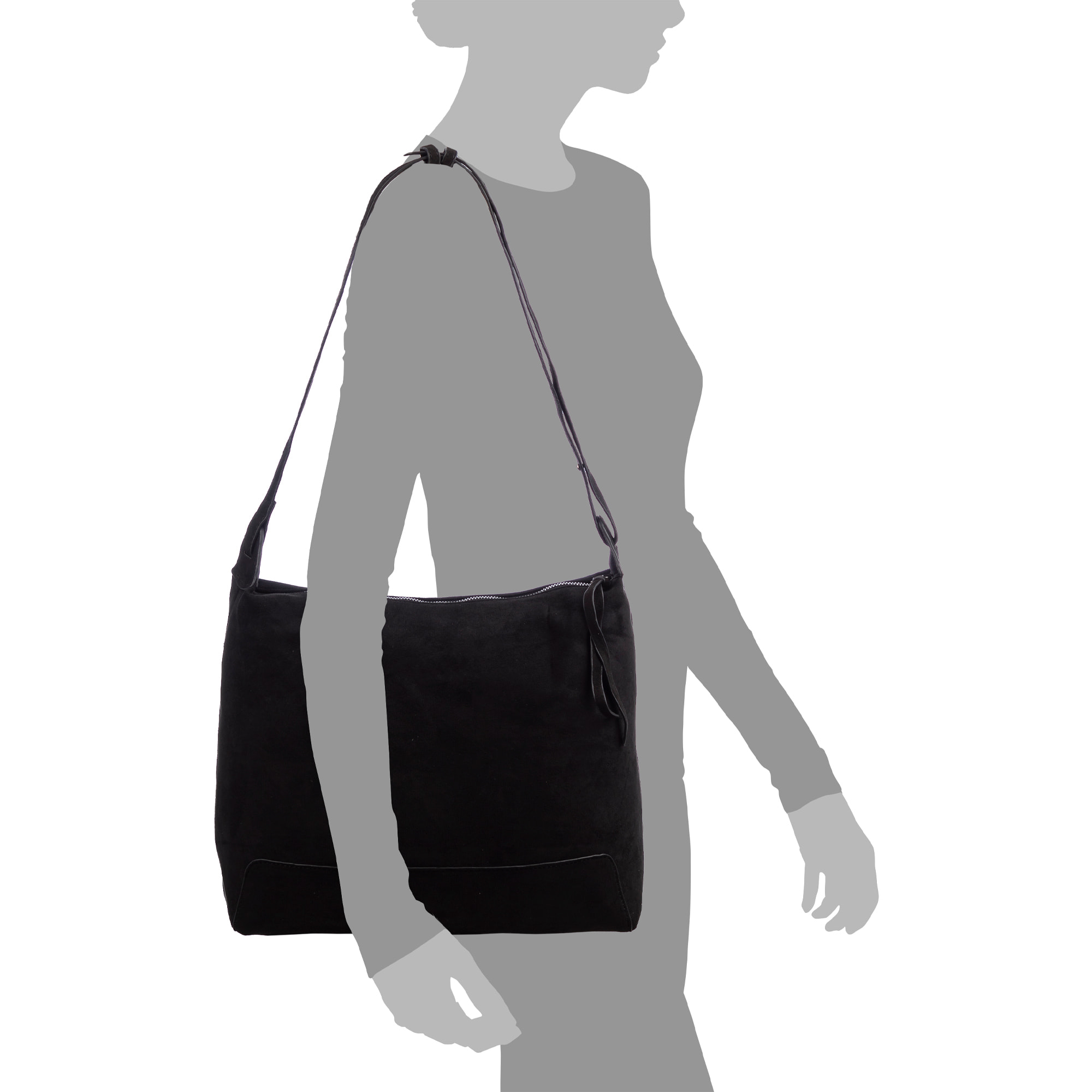 Atella bolso bandolera grande de piel auténtica gamuza.