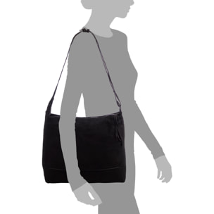 Atella bolso bandolera grande de piel auténtica gamuza.