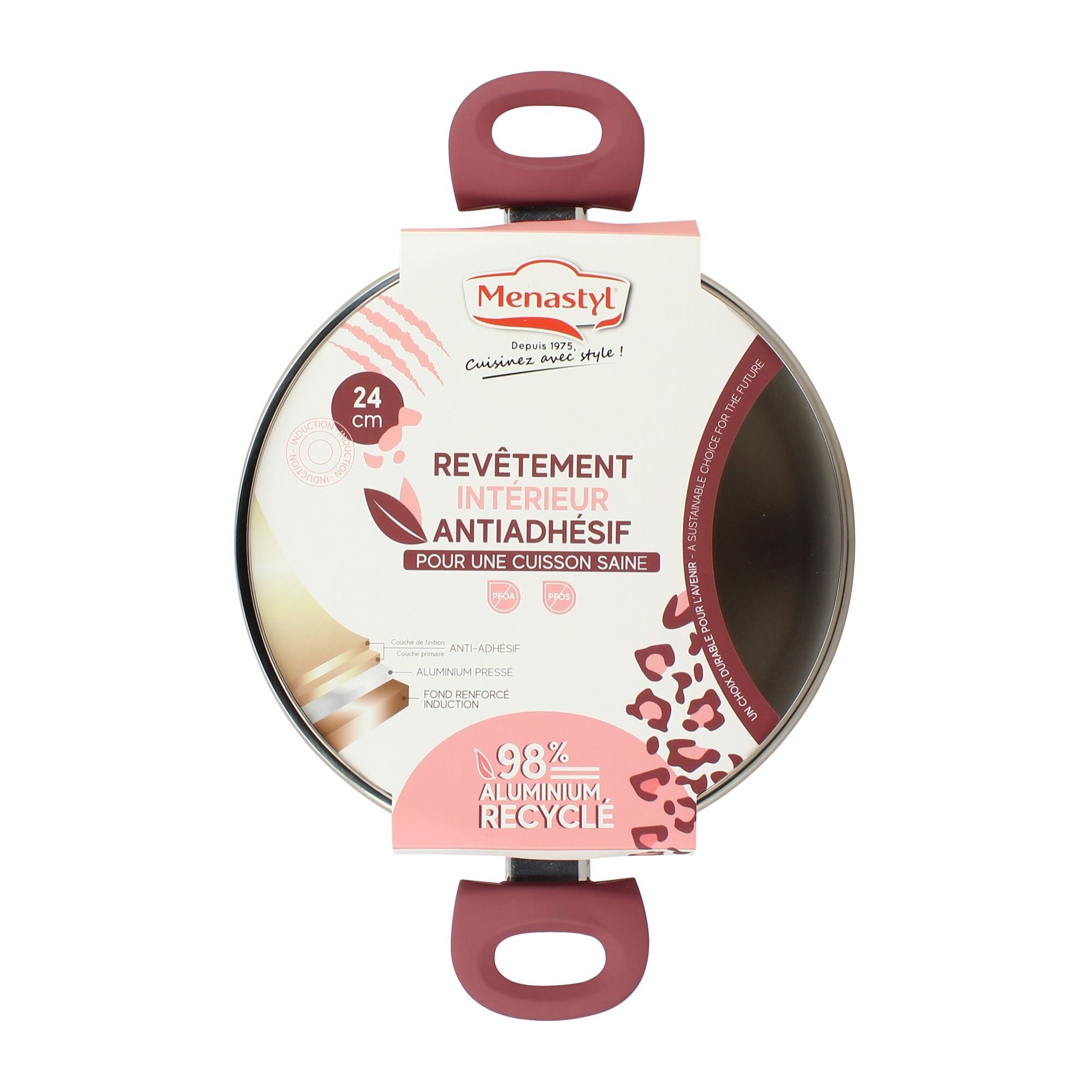 Faitout aluminium recyclé 24cm léopard rose - tous feux  LEOPARD