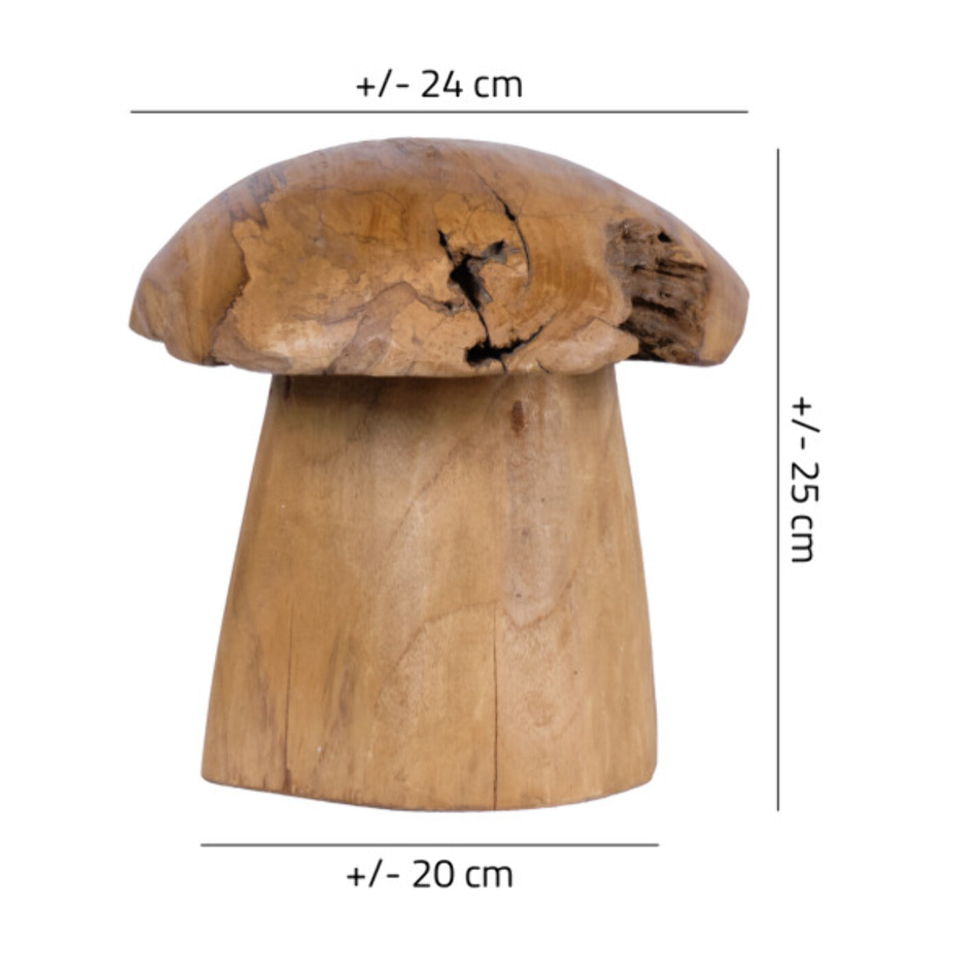 Champignon en bois de teck 25 cm de haut - LAMPI