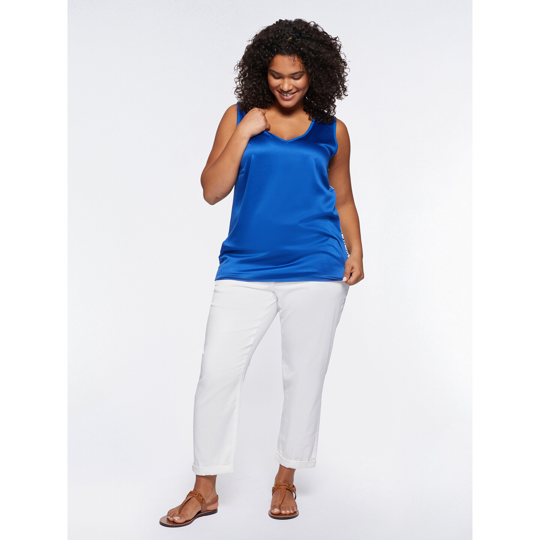 Fiorella Rubino - Top in satin con dietro a righe - Bluette