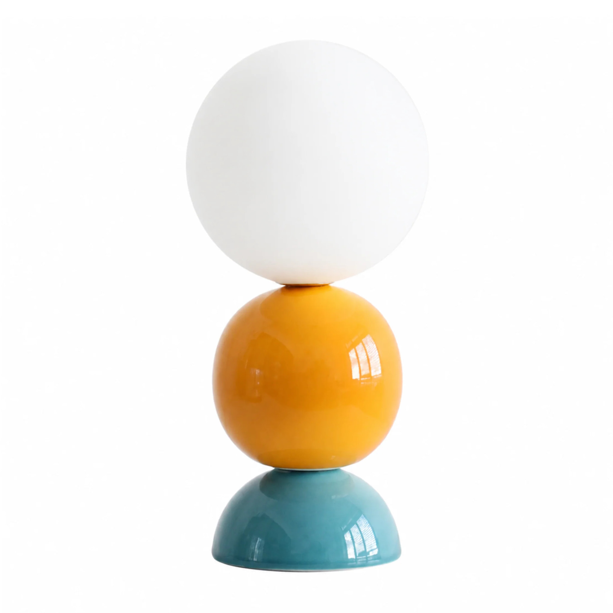 Lampe à poser en céramique bleu et jaune - Pili
