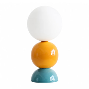 Lampe à poser en céramique bleu et jaune - Pili
