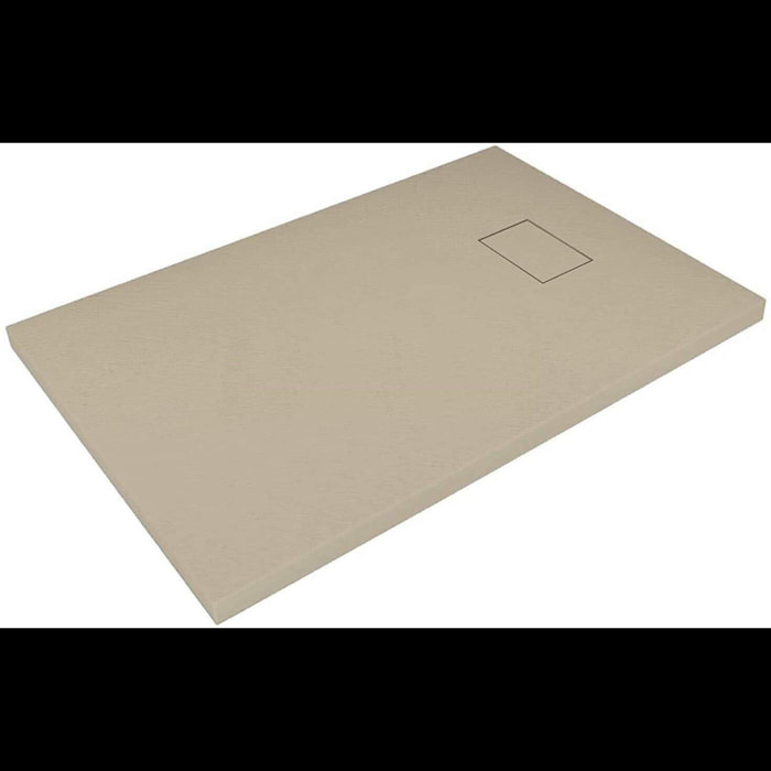Piatto Doccia Spessore 2.6 Cm Resina SMC Effetto Pietra Stone Ardesia Antiscivolo Riducibile Filopavimento Con Griglia Di Copertura Tortora 90x120 Cm