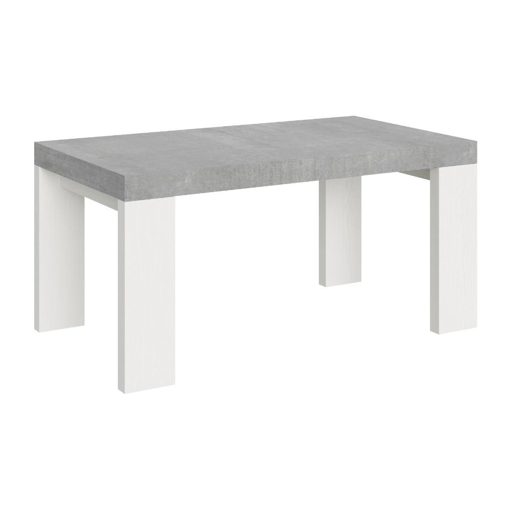 Table Roxell Mix Extensible dessus Ciment structure Frêne Blanc 90x160 Allongée 420