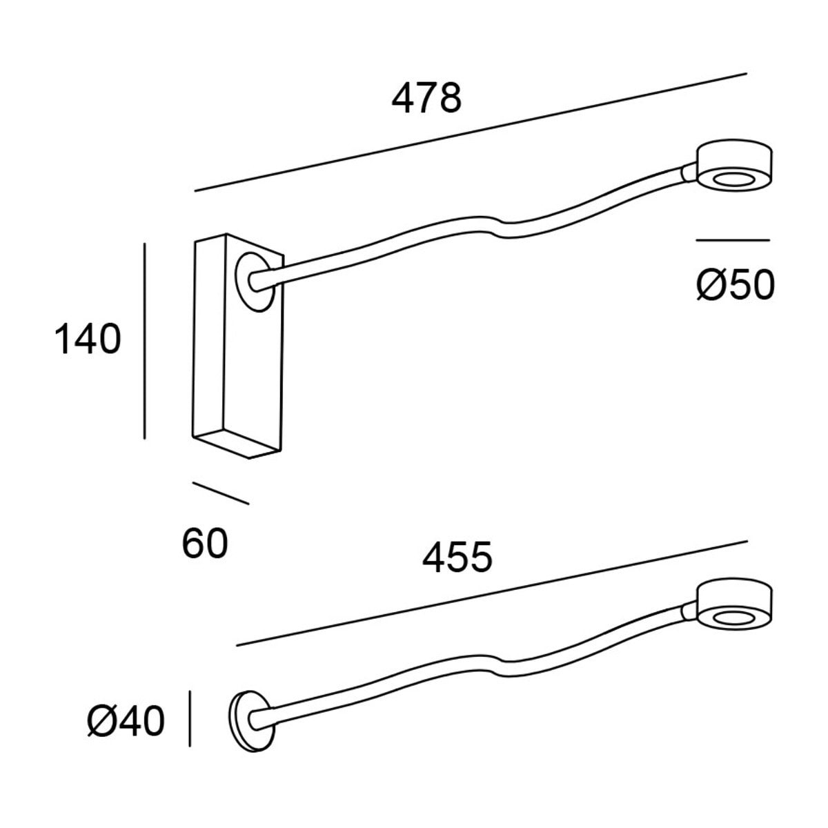 LEDS C4 Luz de lectura Link Surface LED 4 Blanco cálido - 2700K TOUCH DIMMING Negro 121lm