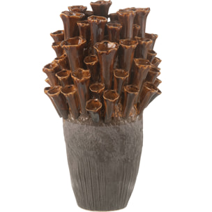J-Line Vase Anemone Porcelaine Marron/Gris Large