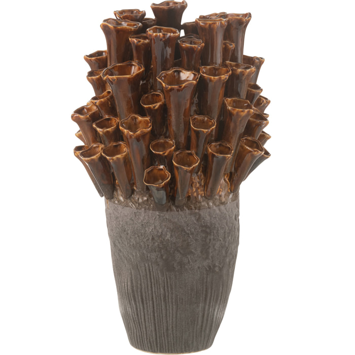J-Line Vase Anemone Porcelaine Marron/Gris Large