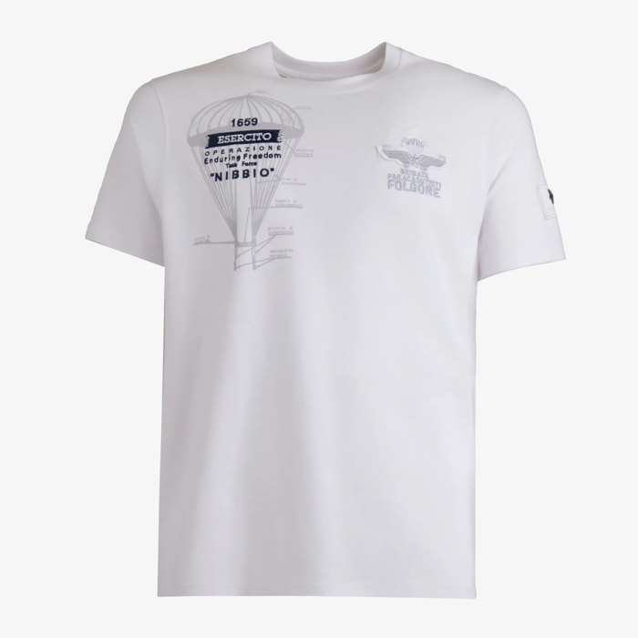 T-shirt Folgore a maniche corte bianca uomo