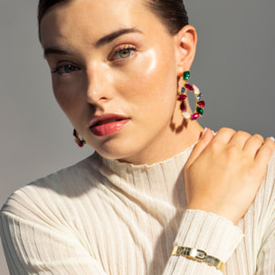 Pendientes de Lacado Blanco acabado en oro amarillo de 18k