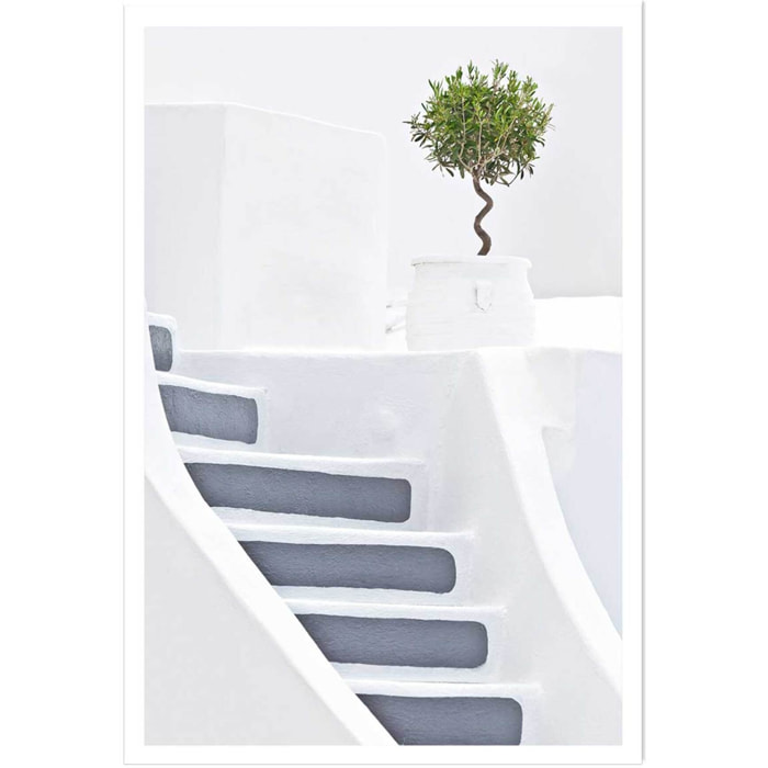 Poster escalier blanc paros Affiche seule