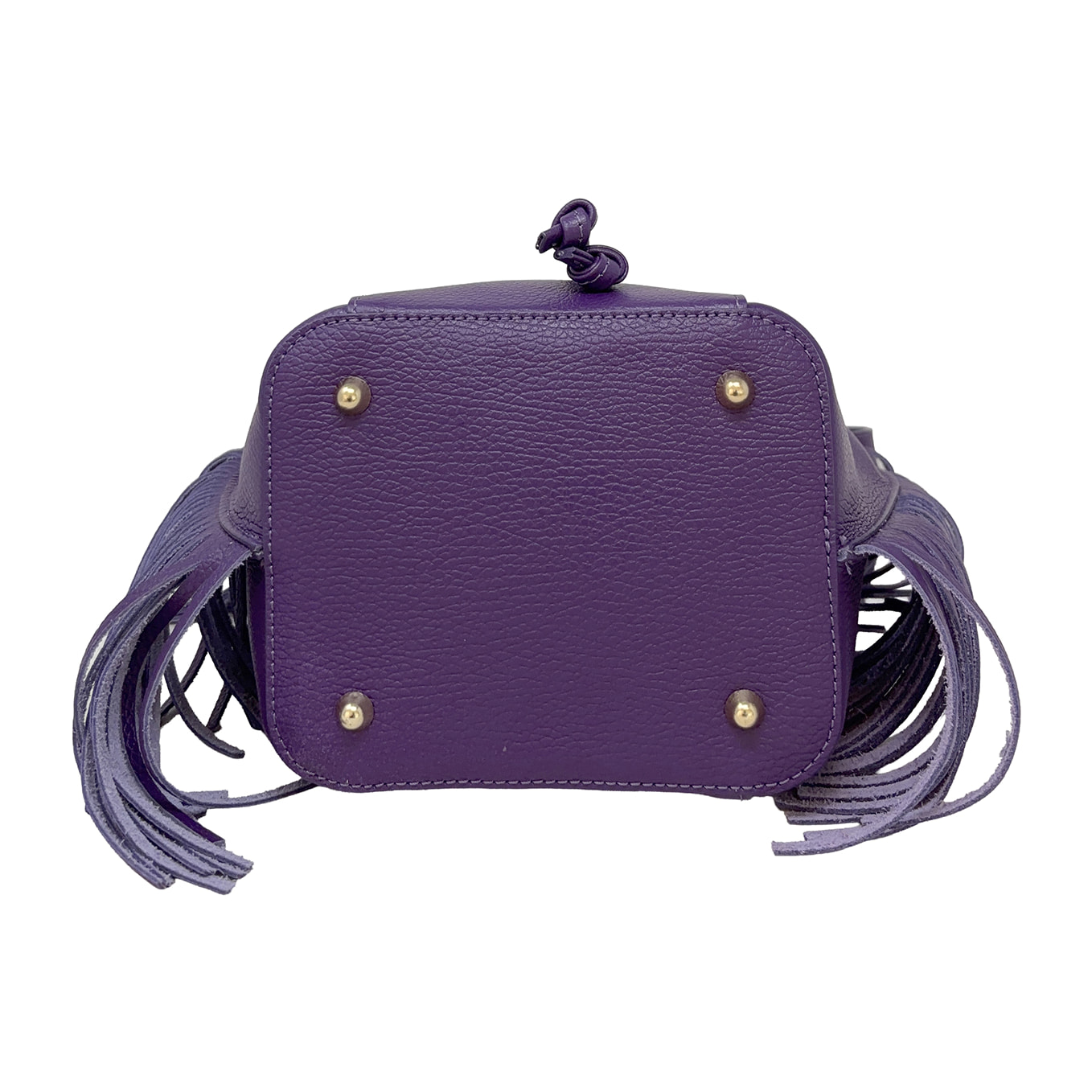 Borsa a Mano Secchiello da Donna in Pelle Dollaro con Frange