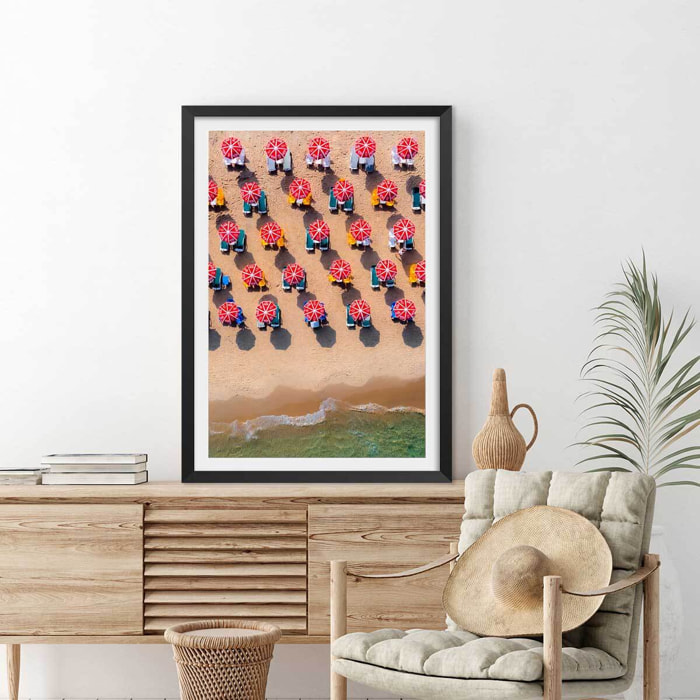 Poster cherry sun Affiche + cadre en bois - Noir